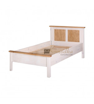 Dwukolorowe drewniane łóżko małżeńskie
