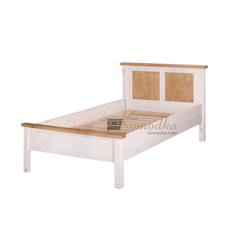 Dwukolorowe drewniane łóżko małżeńskie