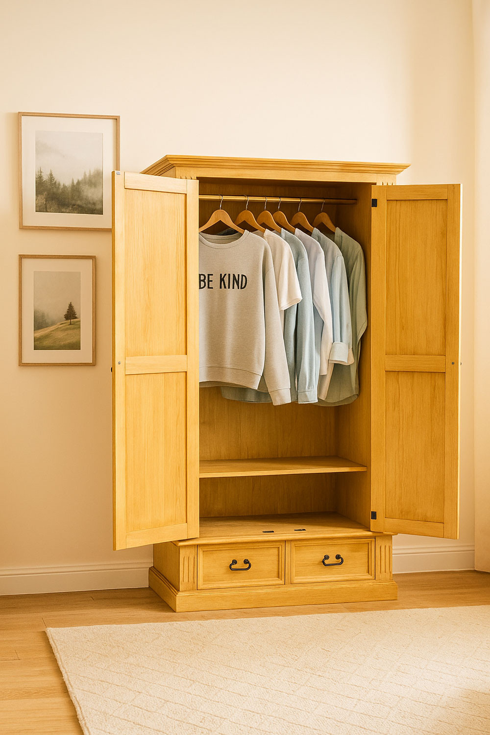 Szafy z drewna – szafa z półkami czy z wieszakiem na ubrania?